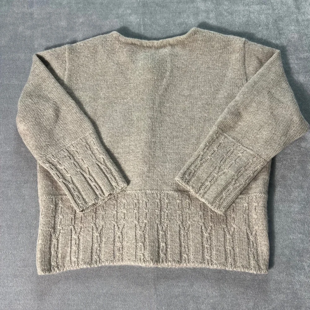 Alpaca 111 Baby Alpaca Wool Cardigan Sweater Beige Cable Knit Womens Large READ* - Picture 5 of 6